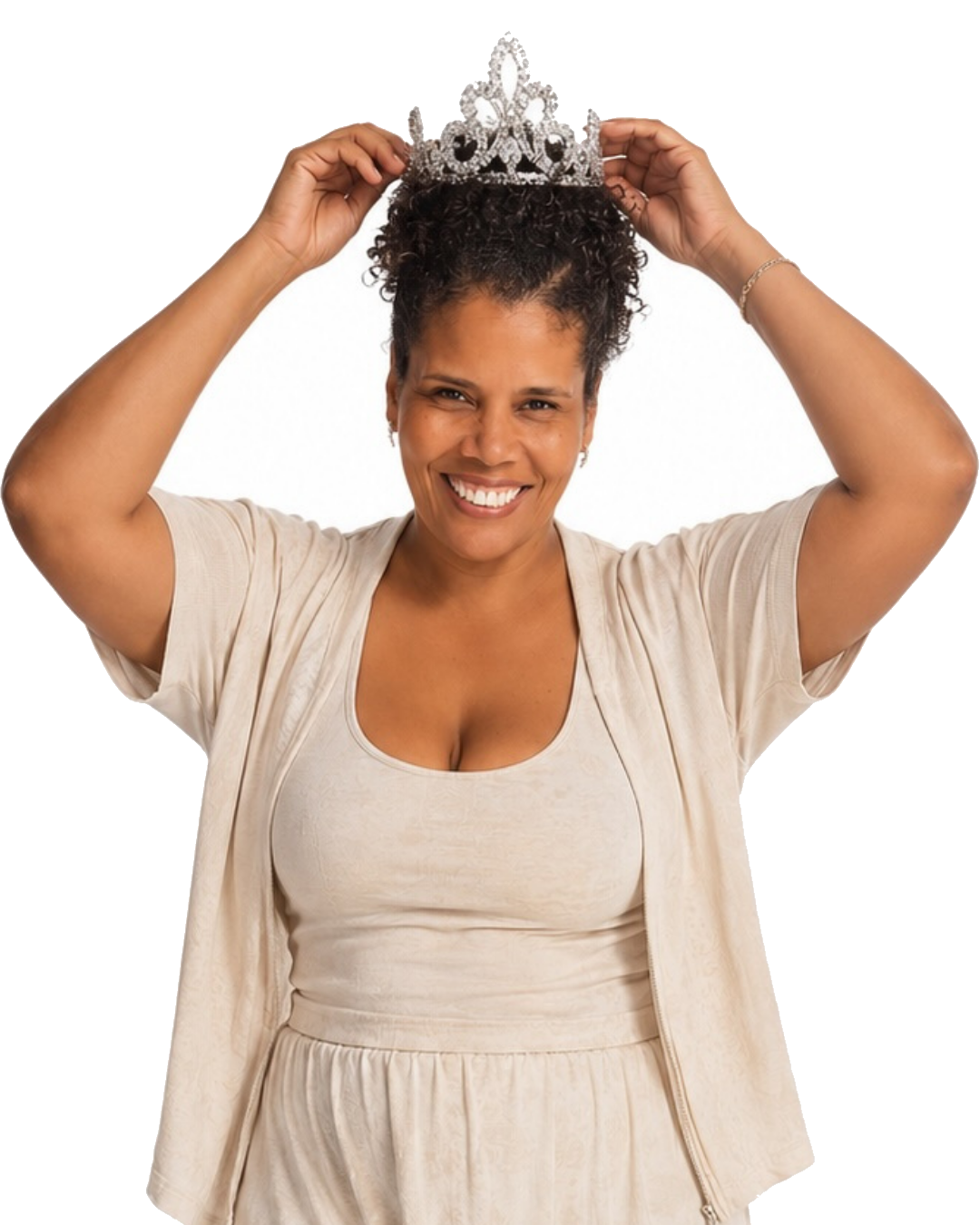 Nicole Thompson, Founder of the Ebony Network, placing a crown on her head
